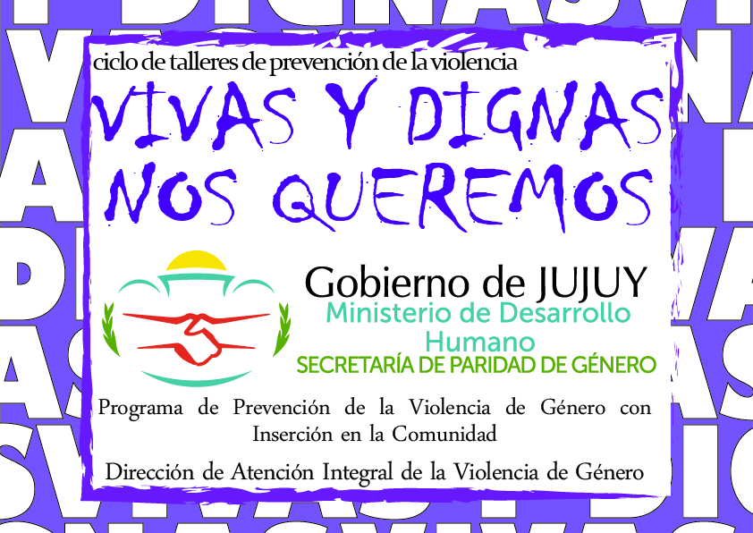 INVITACIÓN PARA PARTICIPAR DEL CICLO DE TALLERES DE PREVENCIÓN DE LA  VIOLENCIA DE GÉNERO – Ministerio de Desarrollo Humano